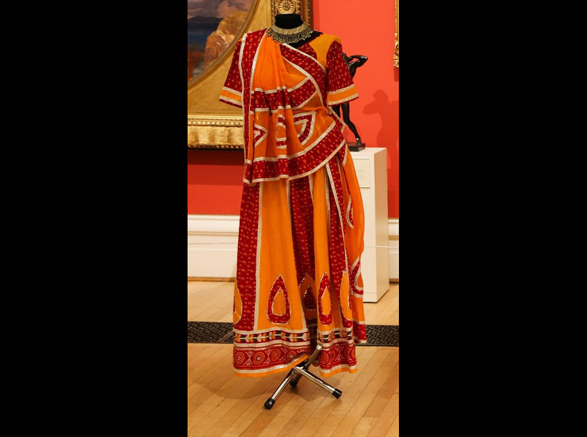 Red and orange cotton folk dance costume